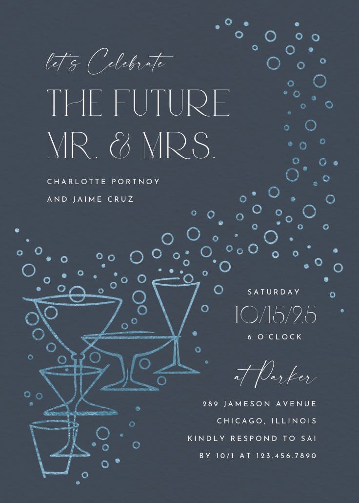 Fizzy bubbles -  invitación para fiesta de compromiso