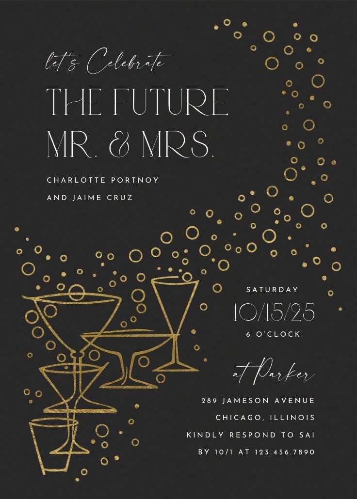 Fizzy bubbles -  invitación para fiesta de compromiso