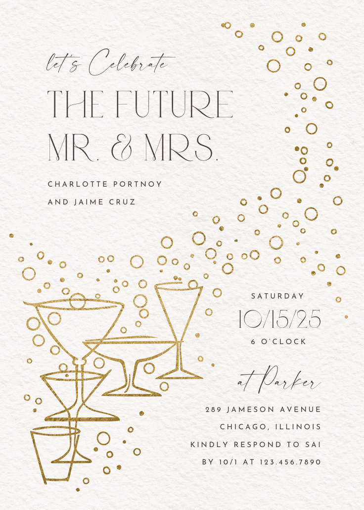 Fizzy bubbles -  invitación para fiesta de compromiso