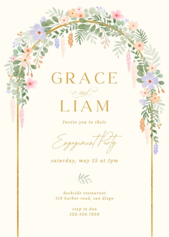 Floral arch - engagement party invitation