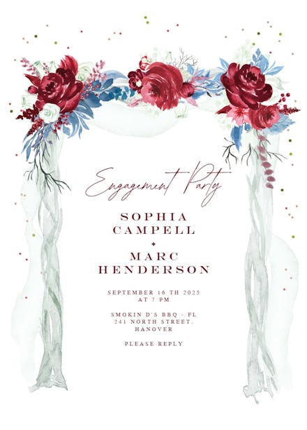 Floral canopy - engagement party invitation