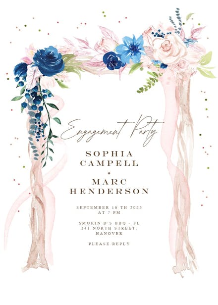 Floral canopy - engagement party invitation