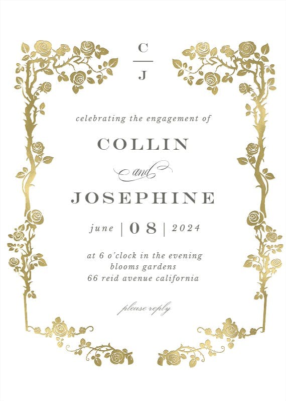 Floral frame - engagement party invitation