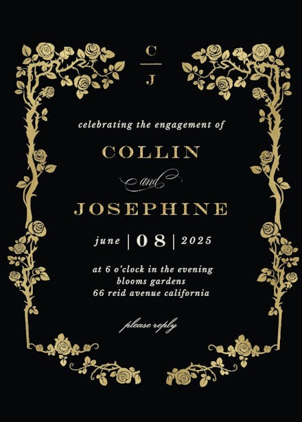 Floral frame - engagement party invitation