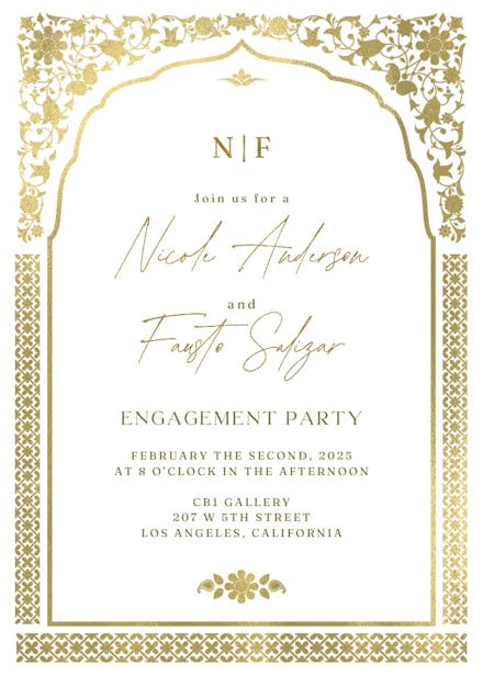 Floral gate - engagement party invitation