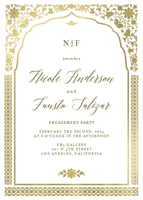 Floral gate - engagement party invitation
