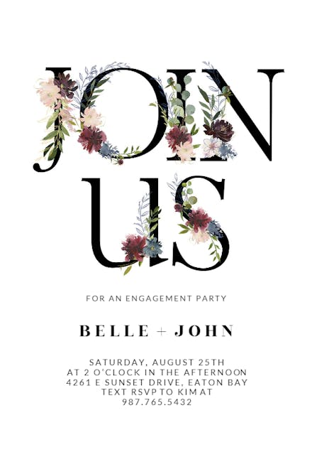 Floral Letters - Engagement Party Invitation