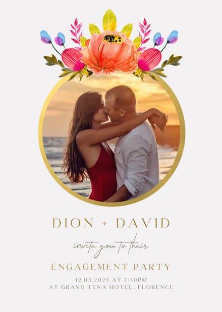 Floral ring - engagement party invitation
