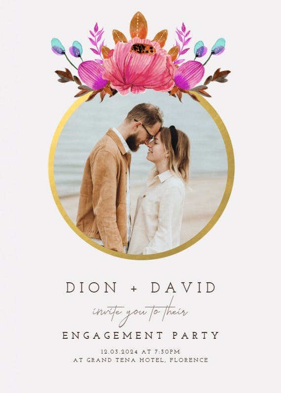 Floral ring - engagement party invitation