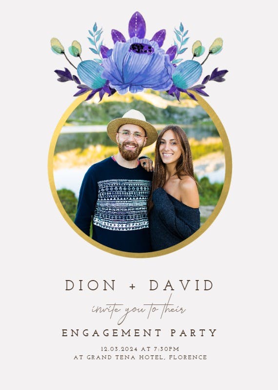 Floral ring - engagement party invitation