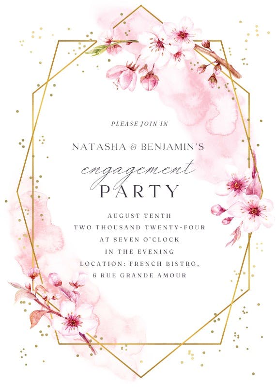 Floral sakura -  invitación para fiesta de compromiso