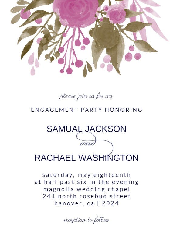 Flower bouquet - engagement party invitation