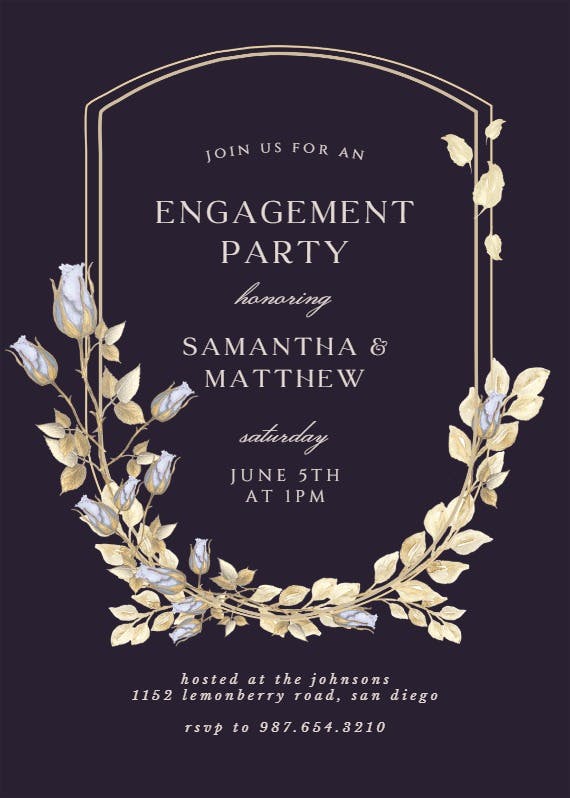 Flower shield - engagement party invitation