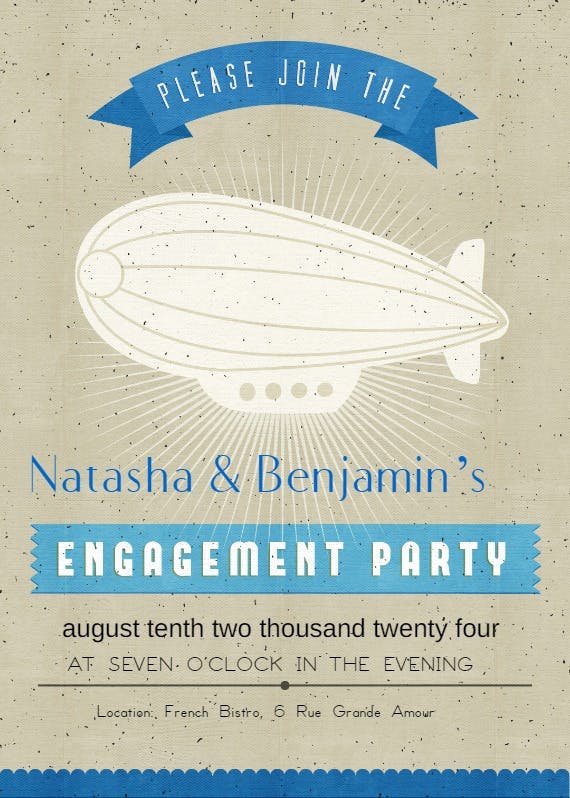 Fly with us - engagement party invitation