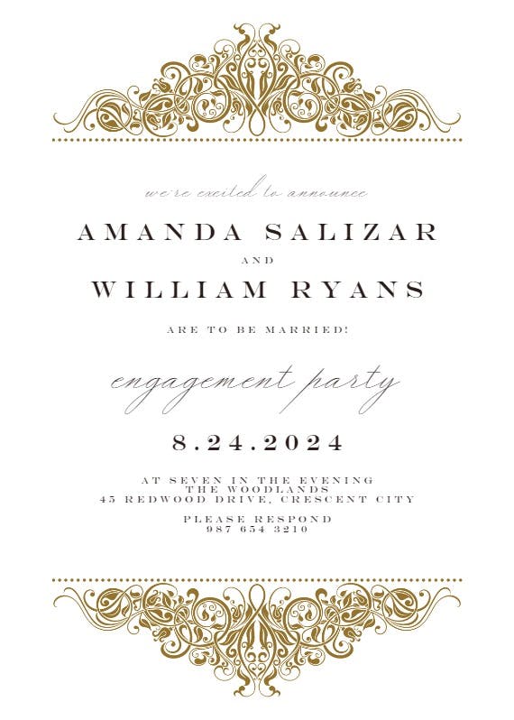 Formal ornate - engagement party invitation