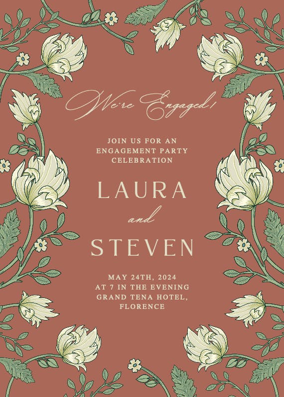 Gamma color flowers - engagement party invitation
