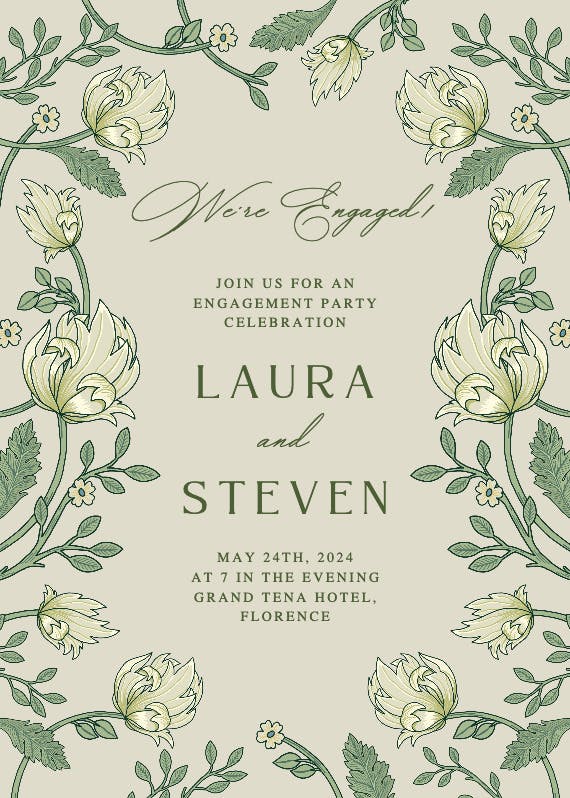 Gamma color flowers - engagement party invitation