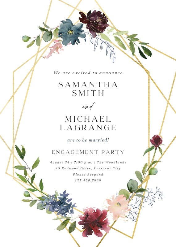 Geometric & flowers - engagement party invitation