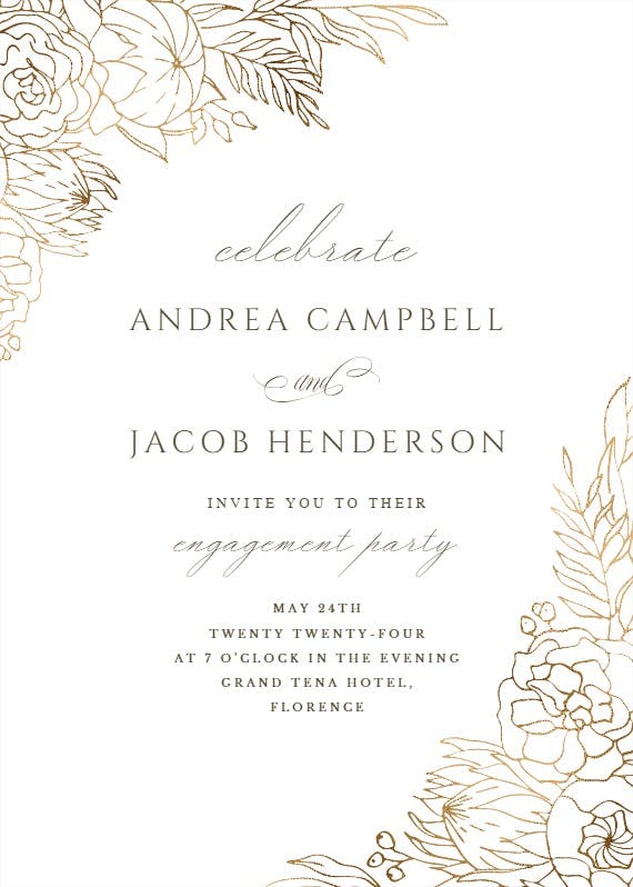 Gilded lines - engagement party invitation