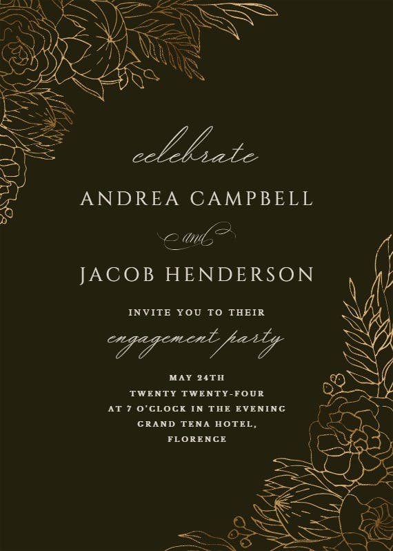 Gilded lines - engagement party invitation