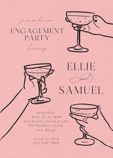 Glass of rosé - engagement party invitation