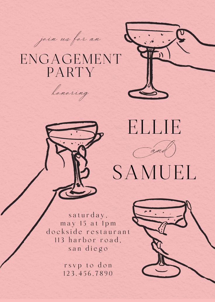 Glass of rosé - engagement party invitation