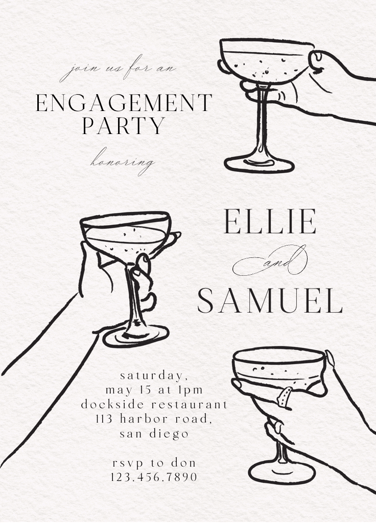 Glass of rosé -  invitación para fiesta de compromiso