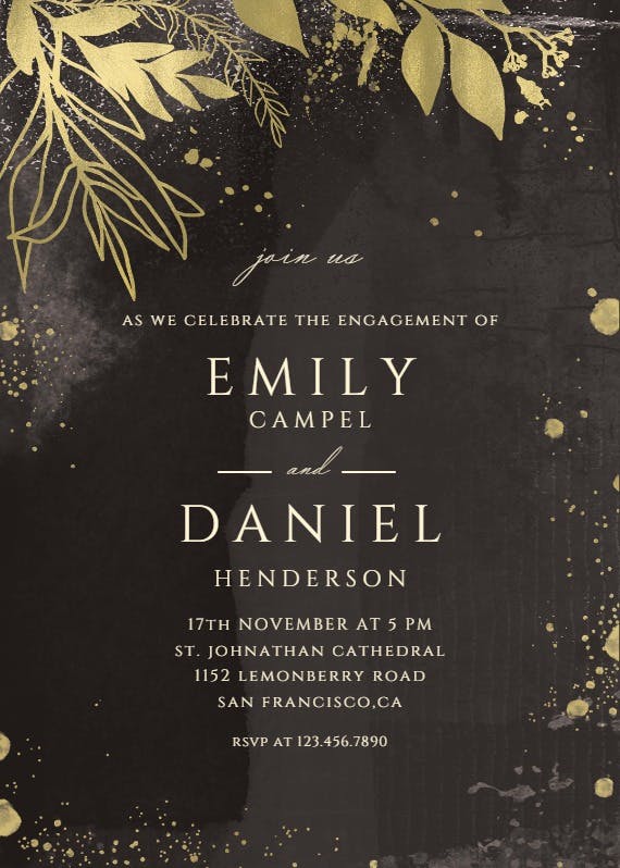 Glided greenery - engagement party invitation