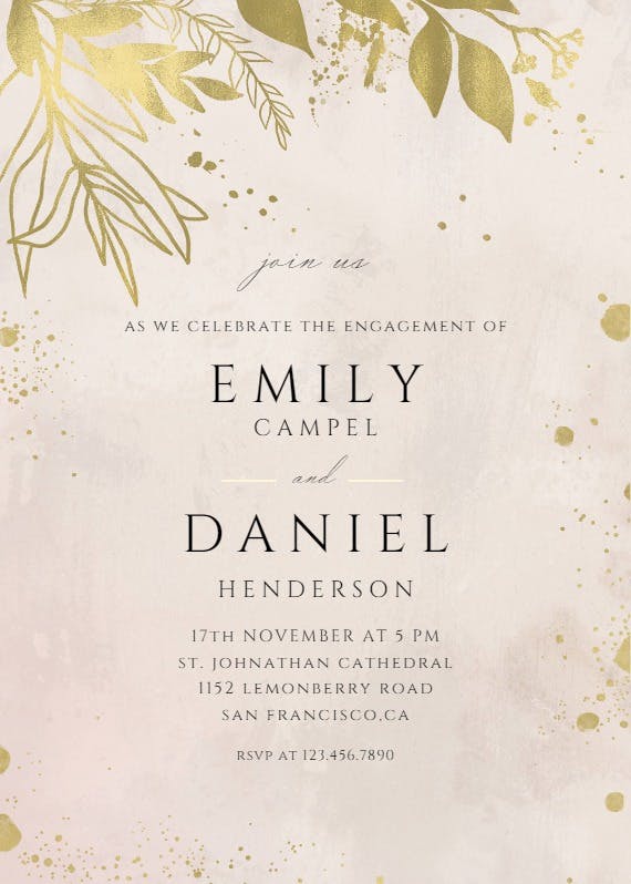 Glided greenery - engagement party invitation