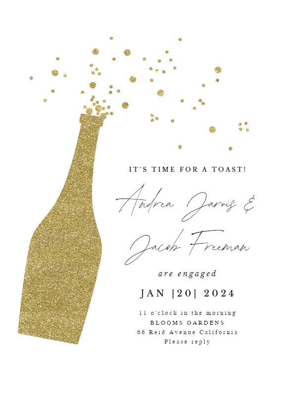 Glitter bubbly - engagement party invitation