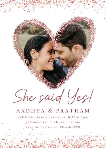 Glitter heart - engagement party invitation