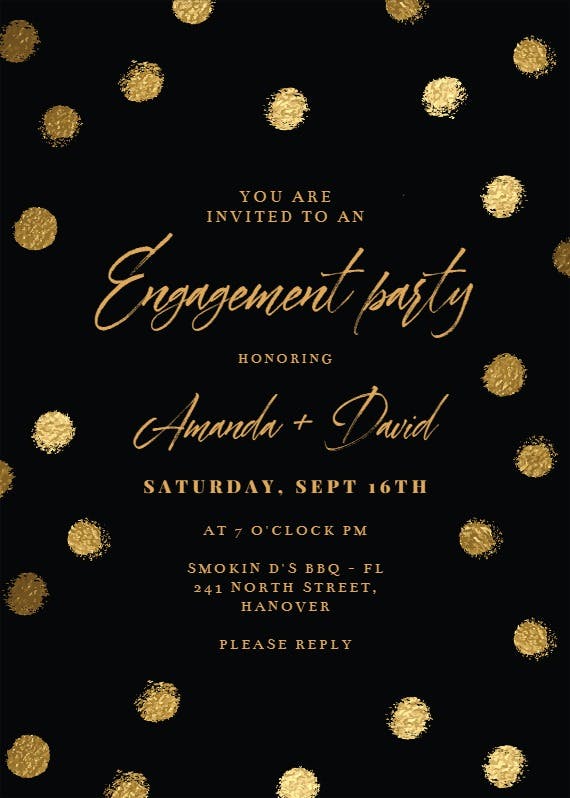 Gold dots -  invitación para fiesta de compromiso