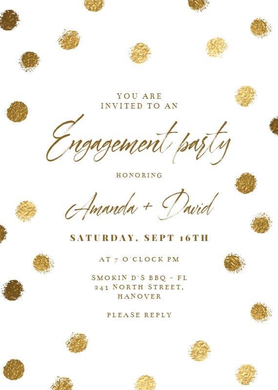 Gold dots - engagement party invitation