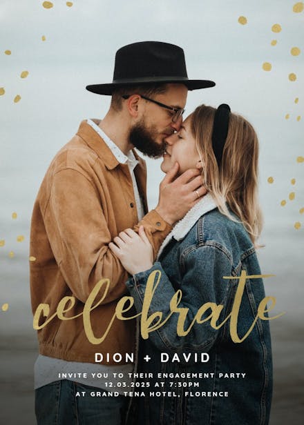 Gold flakes - engagement party invitation