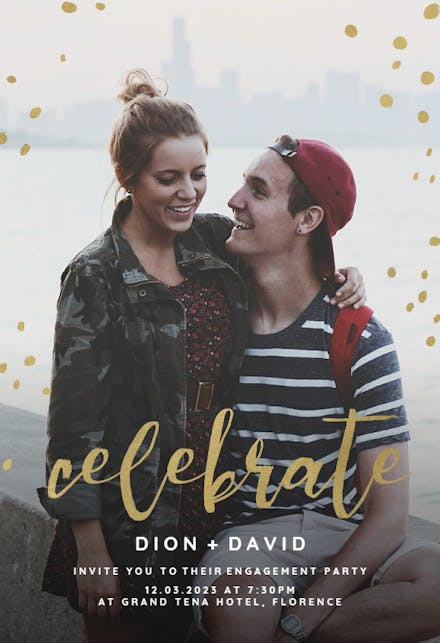 Gold flakes - Engagement Party Invitation