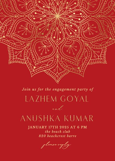 Gold mandala - engagement party invitation