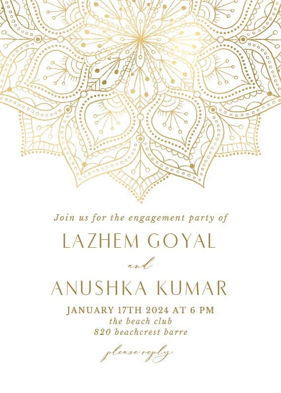 Gold mandala - engagement party invitation