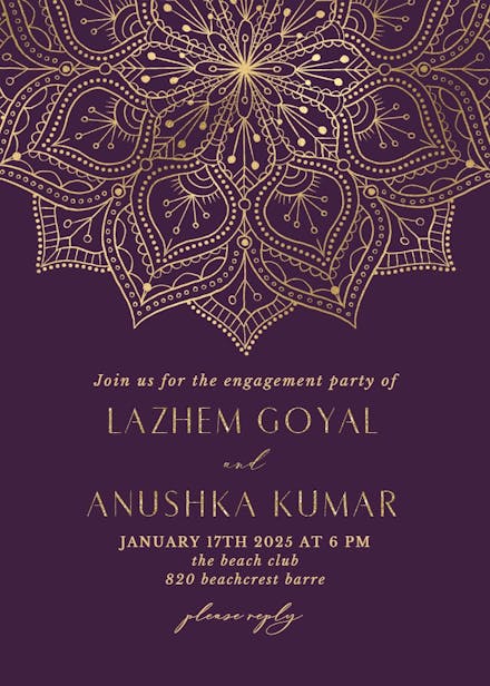 Gold mandala - engagement party invitation