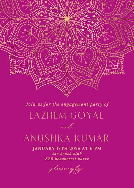 Gold mandala - engagement party invitation