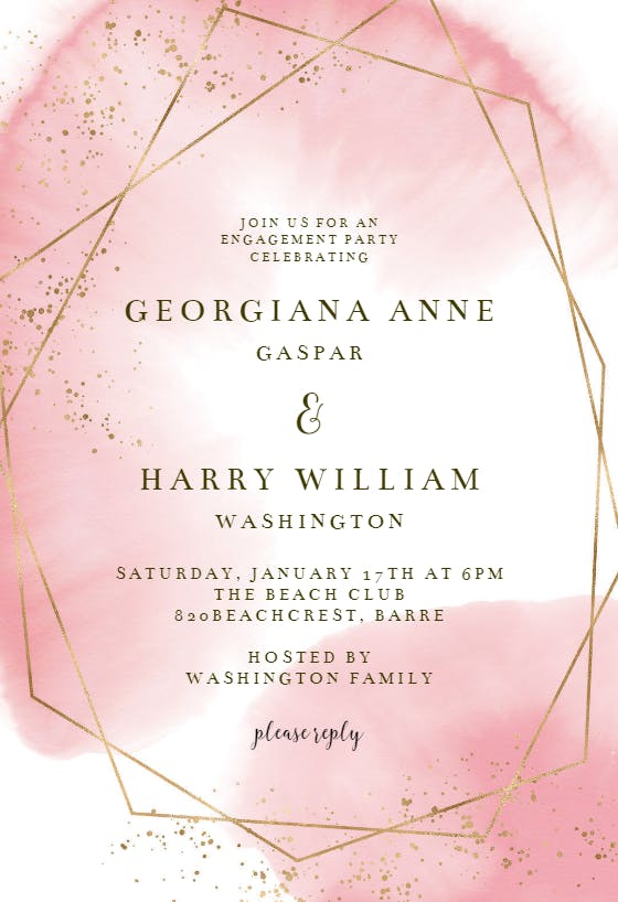 Gold polygon - engagement party invitation