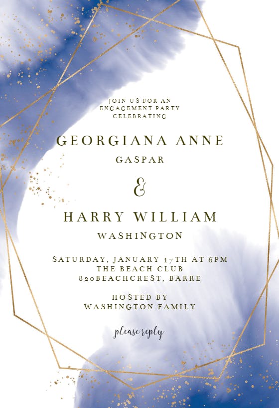 Gold polygon - engagement party invitation