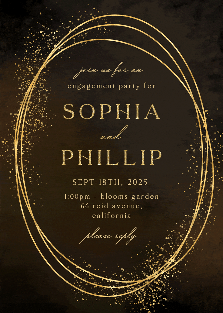 Gold texture -  invitación para fiesta de compromiso