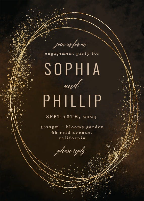 Gold texture - engagement party invitation