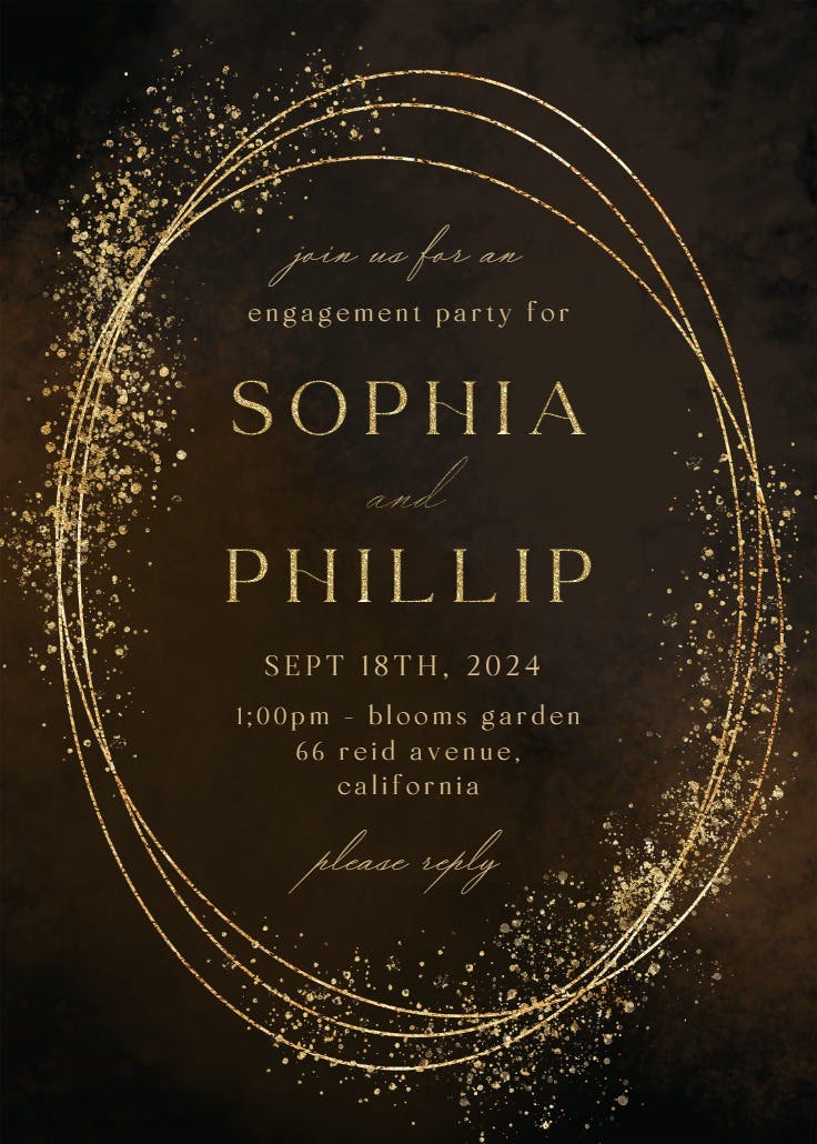 Gold texture - engagement party invitation