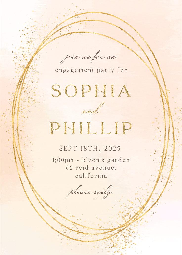 Gold texture - engagement party invitation
