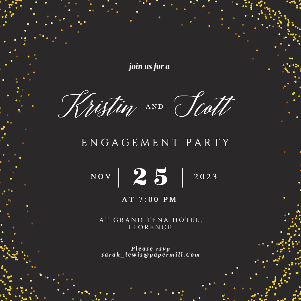 Golden Event - Engagement Party Invitation Template (Free) | Greetings ...