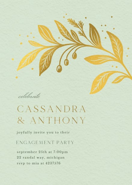 Golden flora - engagement party invitation