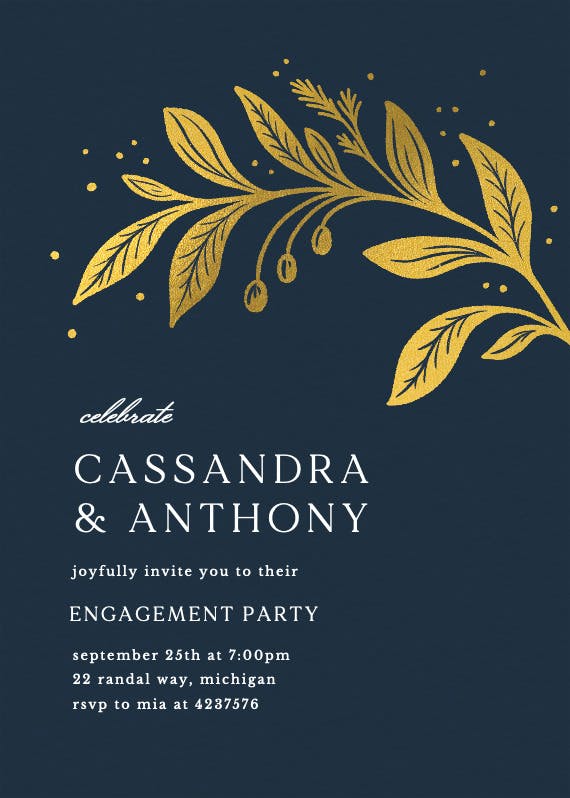 Golden flora - engagement party invitation