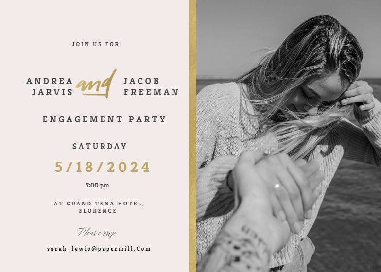 Golden line - engagement party invitation