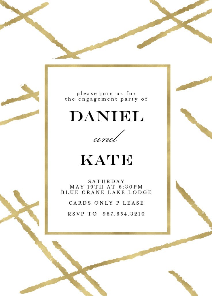 Golden lines - engagement party invitation